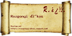 Rozgonyi Ákos névjegykártya